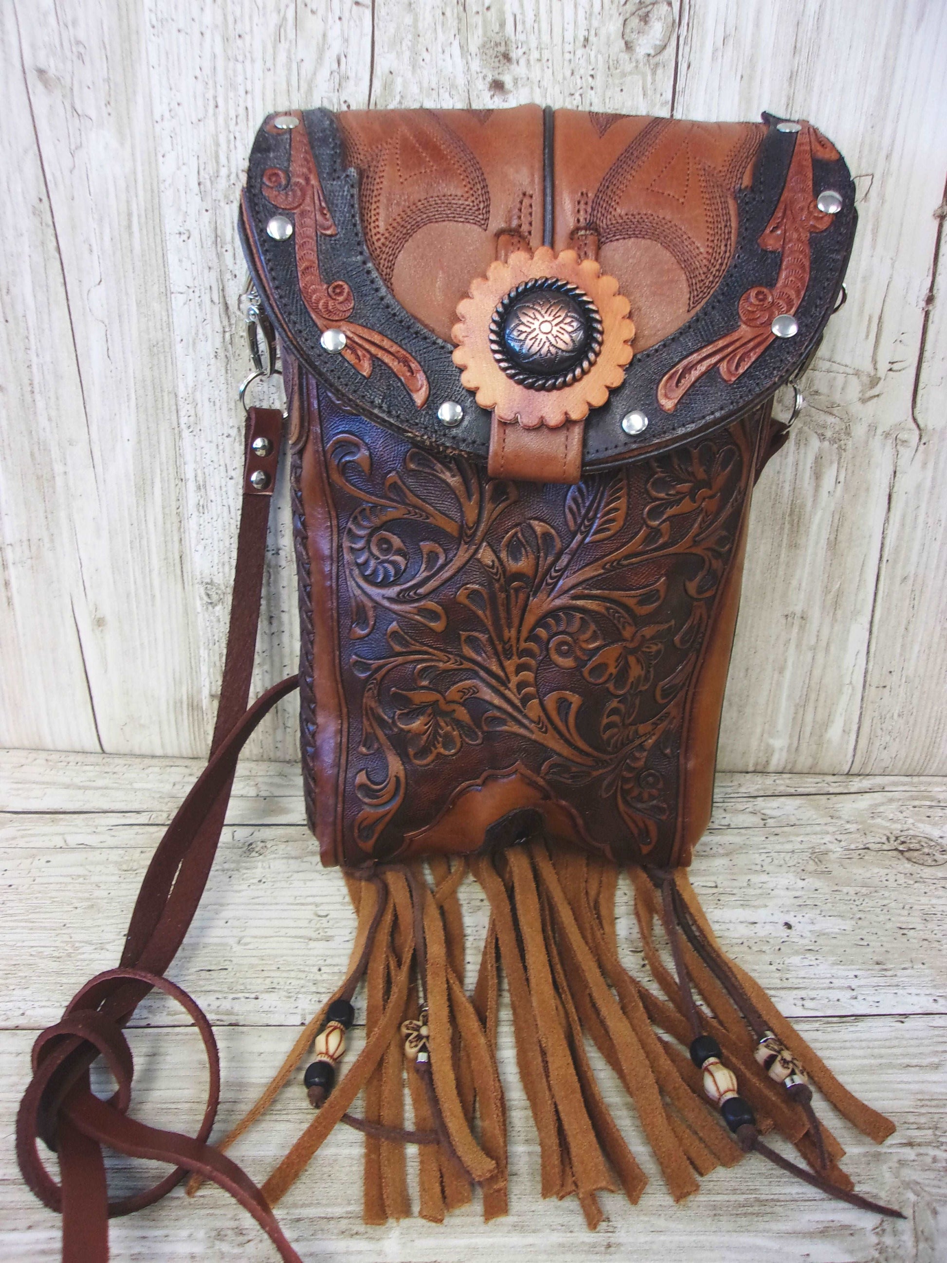 Cowboy Boot Crossbody Fringe Hipster Bag HP1021 handcrafted from cowboy boots. Shop all unique leather western handbags, purses and totes at Chris Thompson Bags