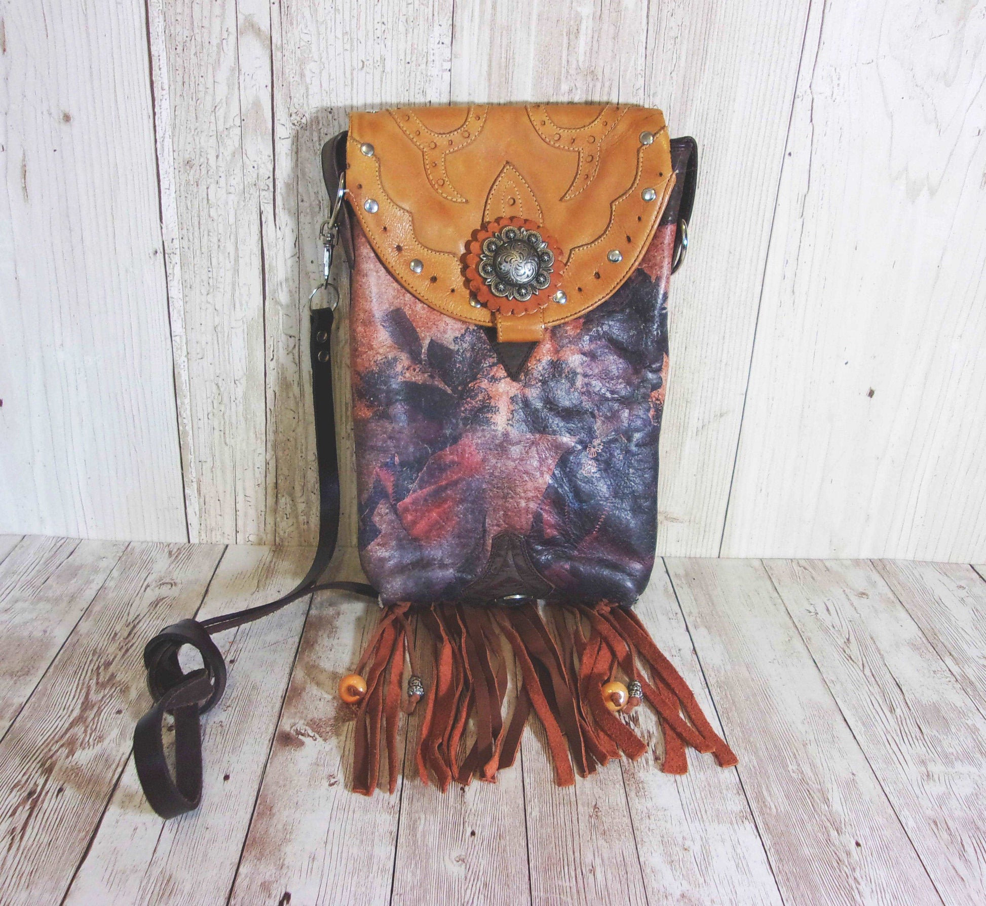 Cowboy Boot Crossbody Fringe Hipster Bag HP512 handcrafted from cowboy boots. Shop all unique leather western handbags, purses and totes at Chris Thompson Bags