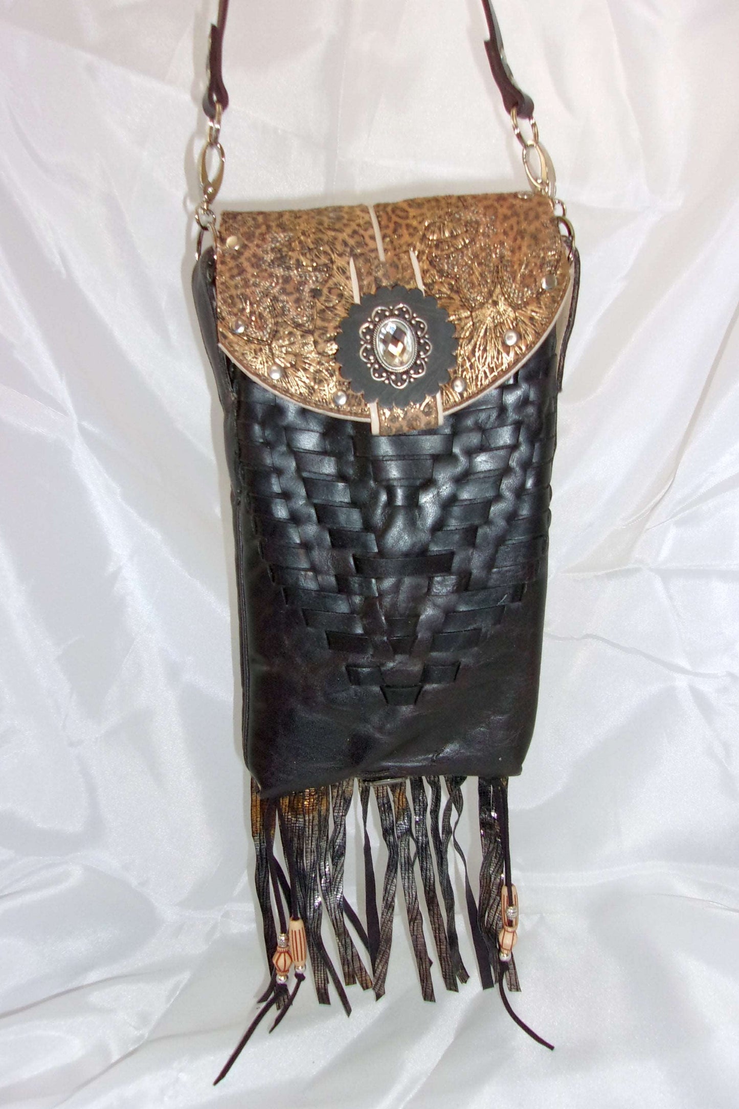 Cowboy Boot Crossbody Fringe Hipster Bag HP614 handcrafted from cowboy boots. Shop all unique leather western handbags, purses and totes at Chris Thompson Bags