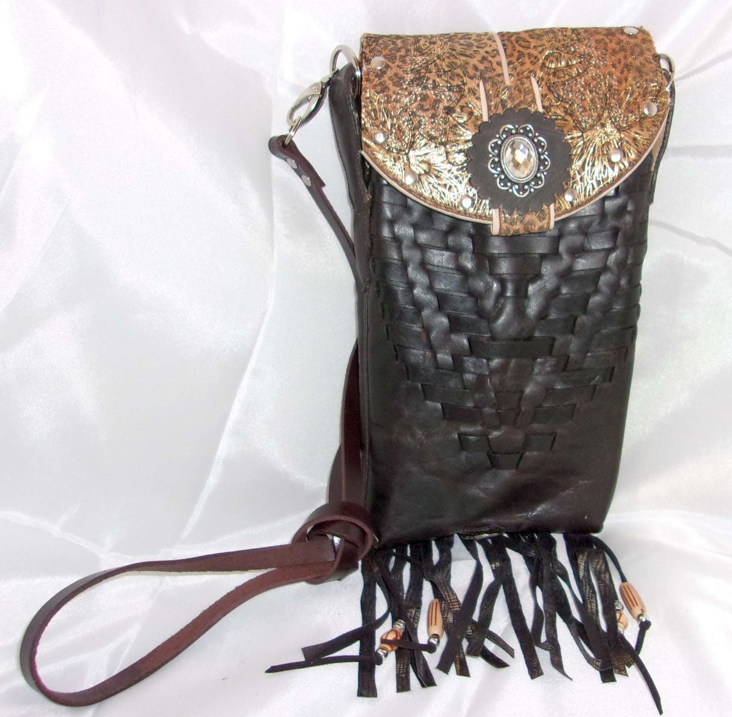 Cowboy Boot Crossbody Fringe Hipster Bag HP614 handcrafted from cowboy boots. Shop all unique leather western handbags, purses and totes at Chris Thompson Bags