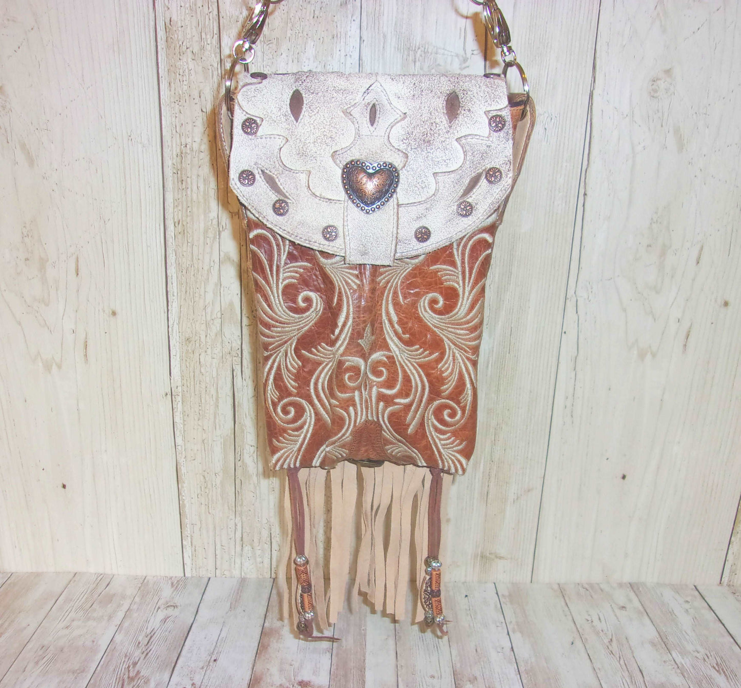 Cowboy Boot Crossbody Fringe Hipster Bag HP712 handcrafted from cowboy boots. Shop all unique leather western handbags, purses and totes at Chris Thompson Bags