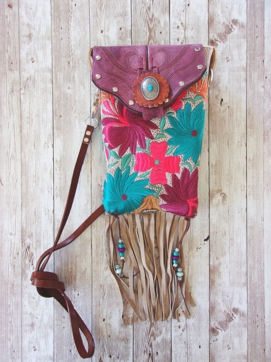 Cowboy Boot Crossbody Fringe Hipster Bag HP777 handcrafted from cowboy boots. Shop all unique leather western handbags, purses and totes at Chris Thompson Bags