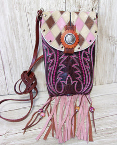 Cowboy Boot Crossbody Fringe Hipster Bag HP813