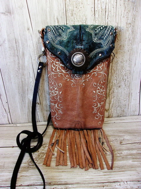 Cowboy Boot Crossbody Fringe Hipster Bag HP851