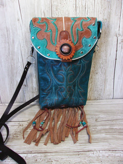 Cowboy Boot Crossbody Fringe Hipster Bag HP857