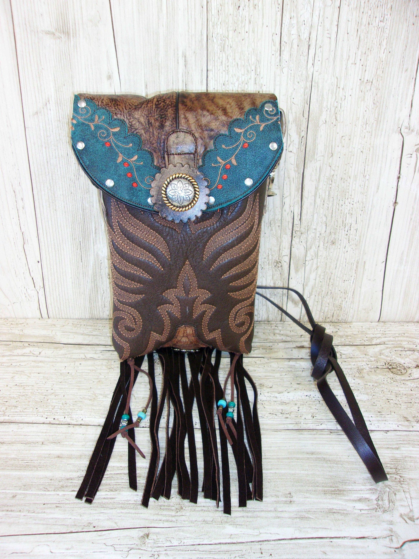 Cowboy Boot Crossbody Fringe Hipster Bag HP904 handcrafted from cowboy boots. Shop all unique leather western handbags, purses and totes at Chris Thompson Bags