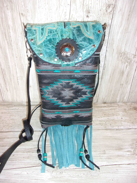 Cowboy Boot Crossbody Fringe Hipster Bag HP963