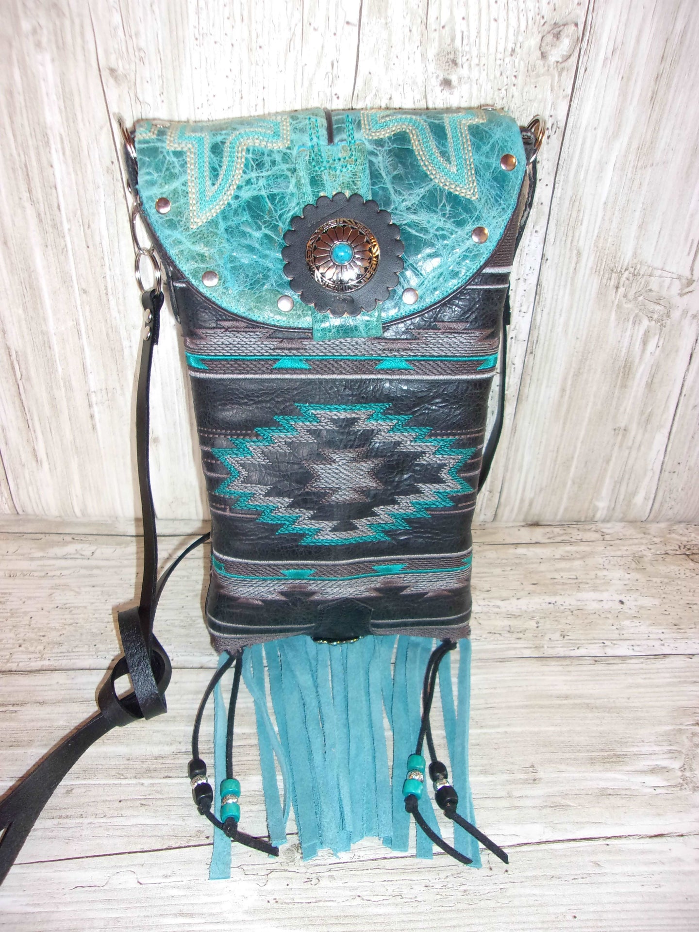 Cowboy Boot Crossbody Fringe Hipster Bag HP963 handcrafted from cowboy boots. Shop all unique leather western handbags, purses and totes at Chris Thompson Bags