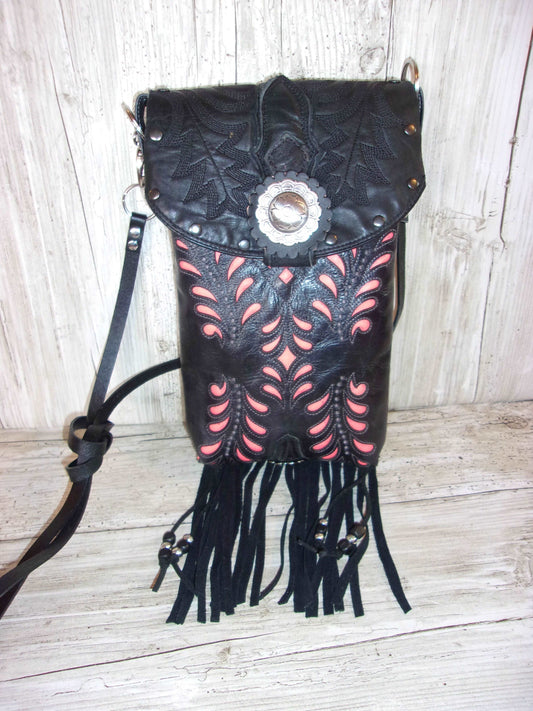 Cowboy Boot Crossbody Fringe Hipster Bag HP964 handcrafted from cowboy boots. Shop all unique leather western handbags, purses and totes at Chris Thompson Bags