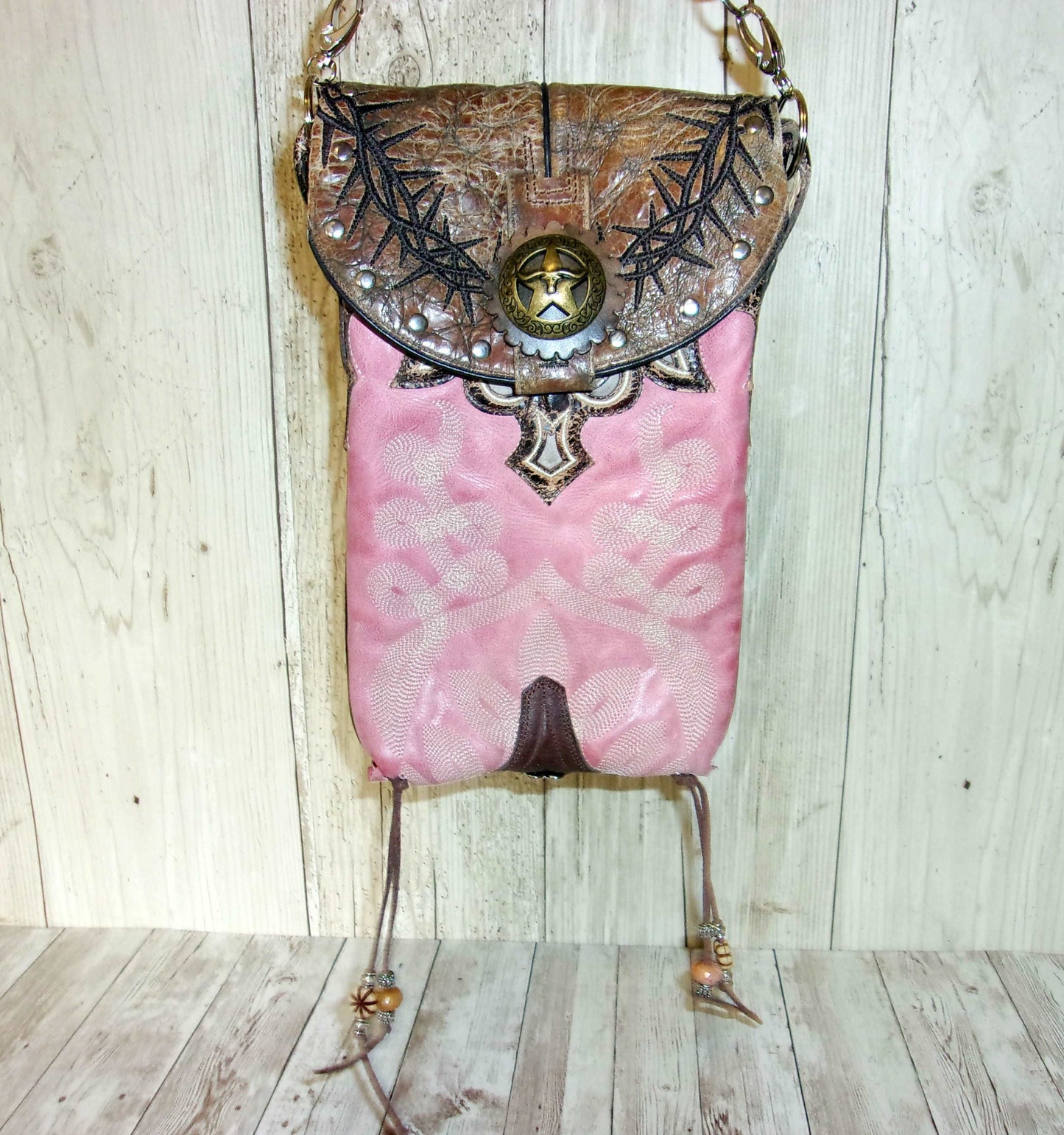 Cowboy Boot Crossbody Hipster Purse HP641 handcrafted from cowboy boots. Shop all unique leather western handbags, purses and totes at Chris Thompson Bags