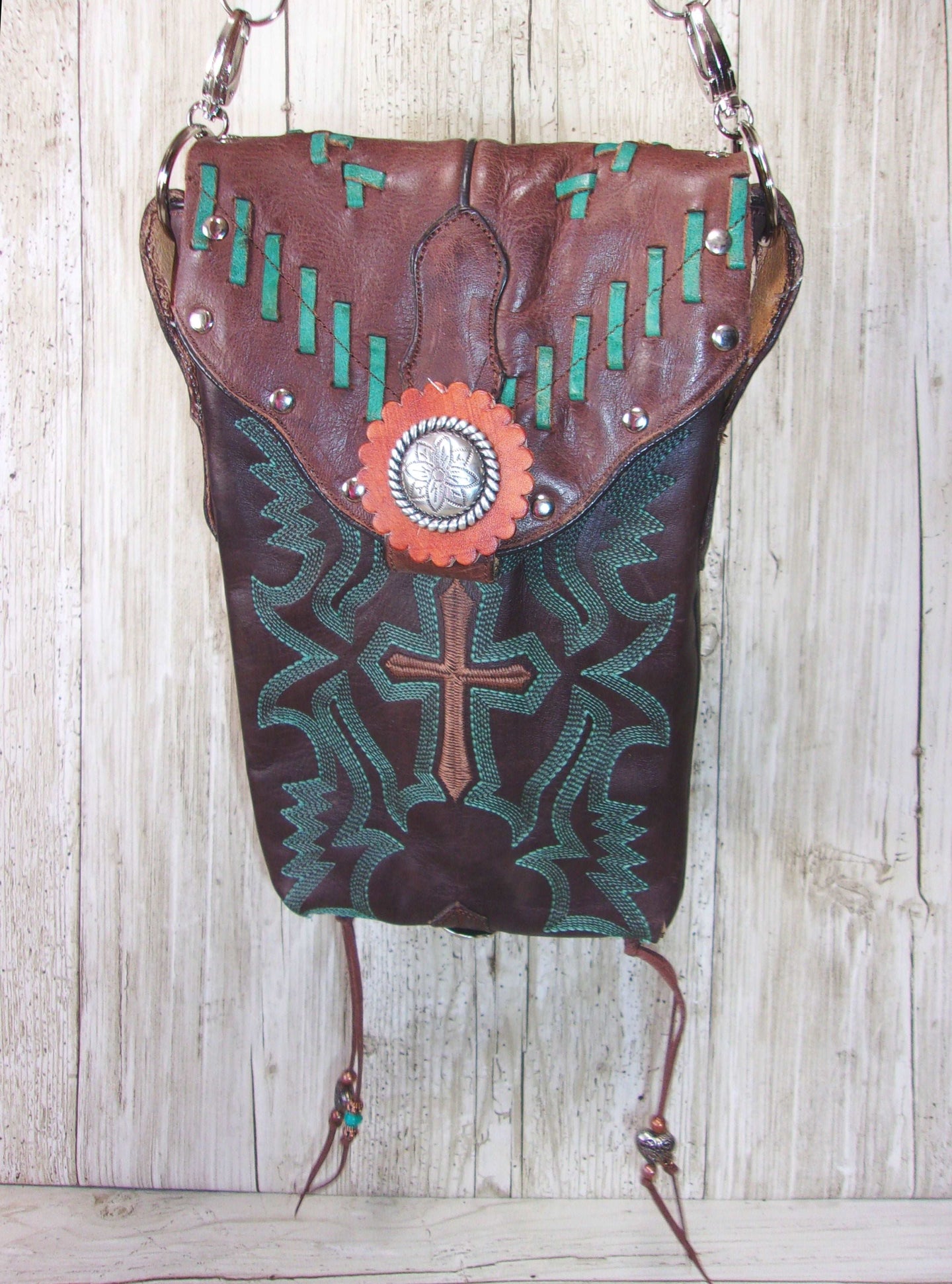 Cowboy Boot Crossbody Hipster Purse HP792 handcrafted from cowboy boots. Shop all unique leather western handbags, purses and totes at Chris Thompson Bags