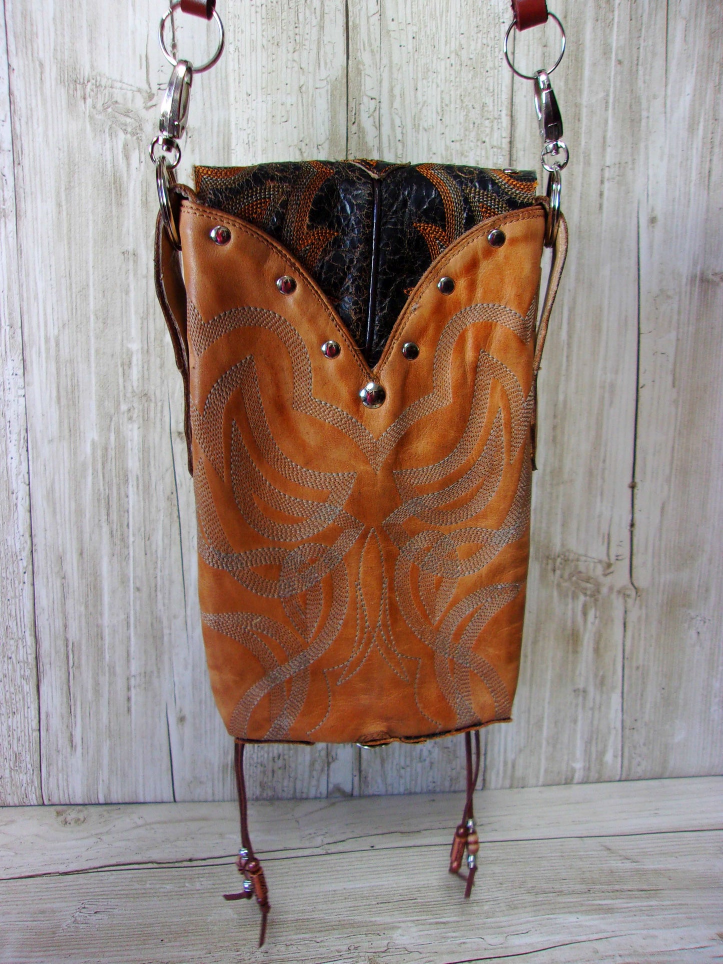 Cowboy Boot Crossbody Hipster Purse HP796 handcrafted from cowboy boots. Shop all unique leather western handbags, purses and totes at Chris Thompson Bags