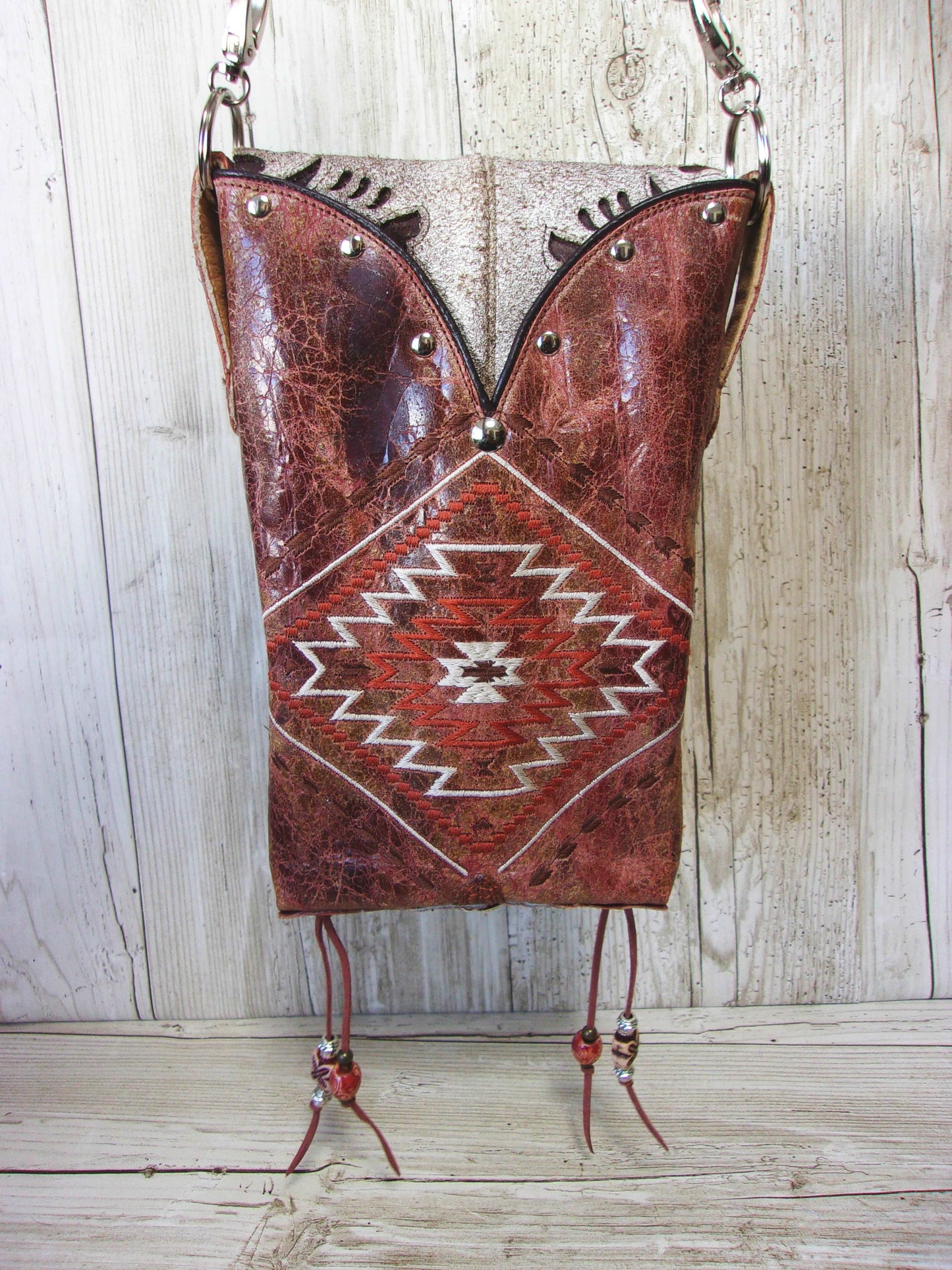 Cowboy Boot Crossbody Hipster Purse HP822 handcrafted from cowboy boots. Shop all unique leather western handbags, purses and totes at Chris Thompson Bags