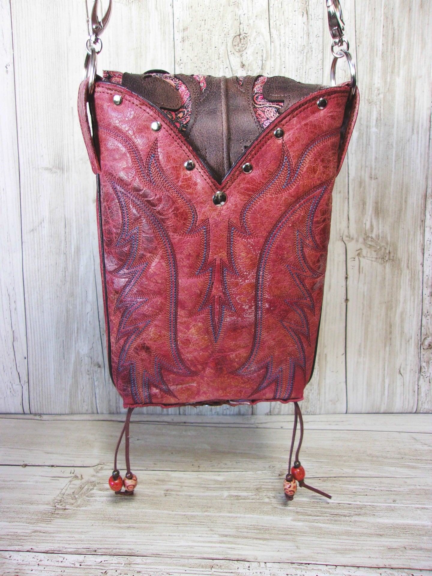 Cowboy Boot Crossbody Hipster Purse HP827 handcrafted from cowboy boots. Shop all unique leather western handbags, purses and totes at Chris Thompson Bags