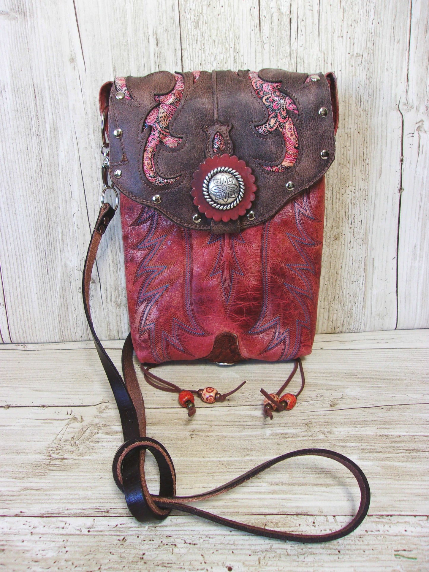 Cowboy Boot Crossbody Hipster Purse HP827 handcrafted from cowboy boots. Shop all unique leather western handbags, purses and totes at Chris Thompson Bags