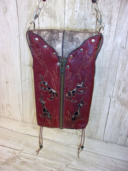 Cowboy Boot Crossbody Hipster Purse HP895 handcrafted from cowboy boots. Shop all unique leather western handbags, purses and totes at Chris Thompson Bags