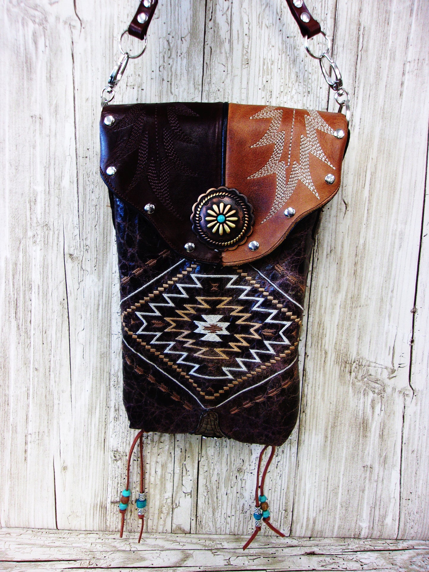 Cowboy Boot Crossbody Hipster Purse HP974 handcrafted from cowboy boots. Shop all unique leather western handbags, purses and totes at Chris Thompson Bags