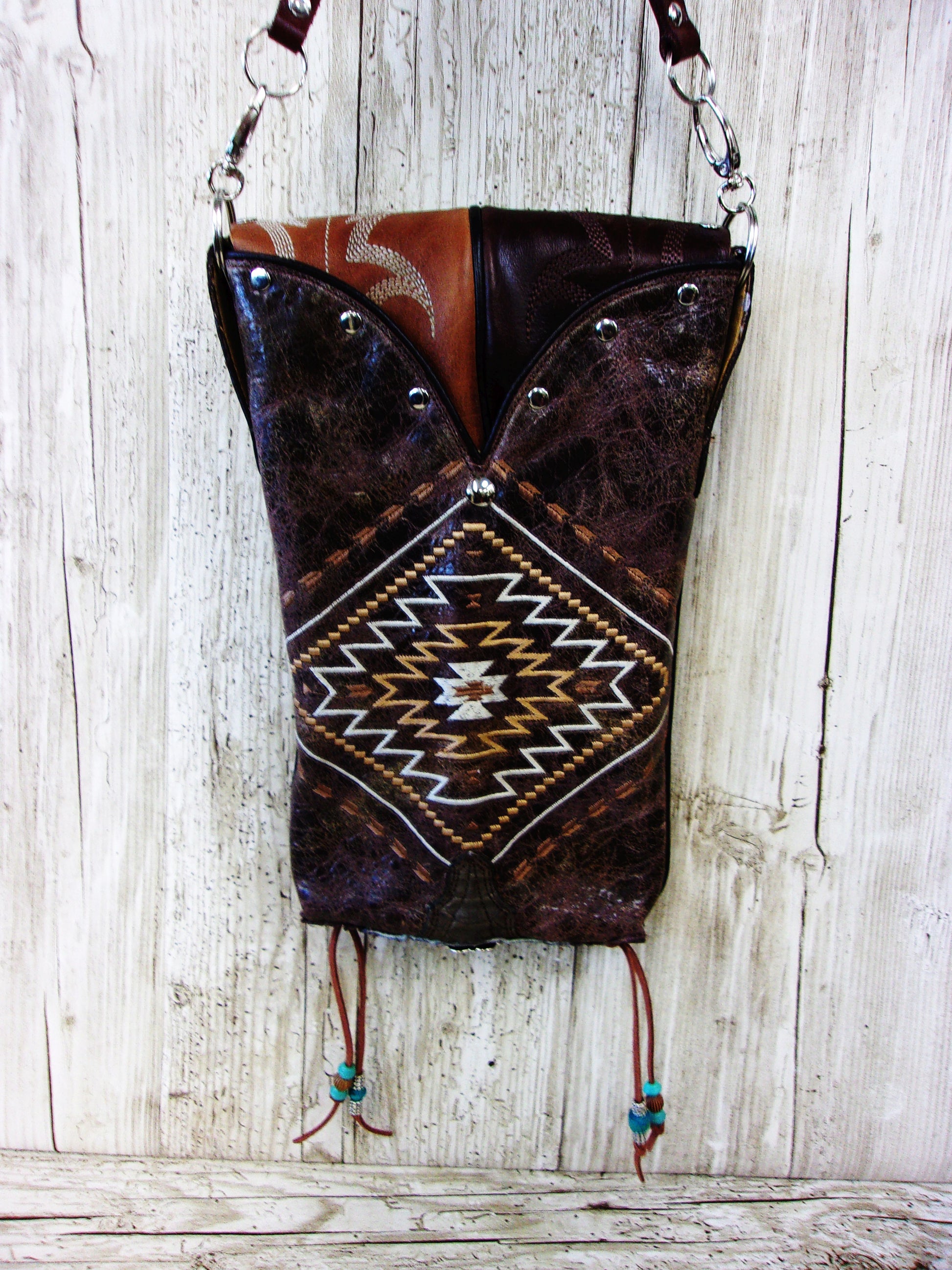 Cowboy Boot Crossbody Hipster Purse HP974 handcrafted from cowboy boots. Shop all unique leather western handbags, purses and totes at Chris Thompson Bags