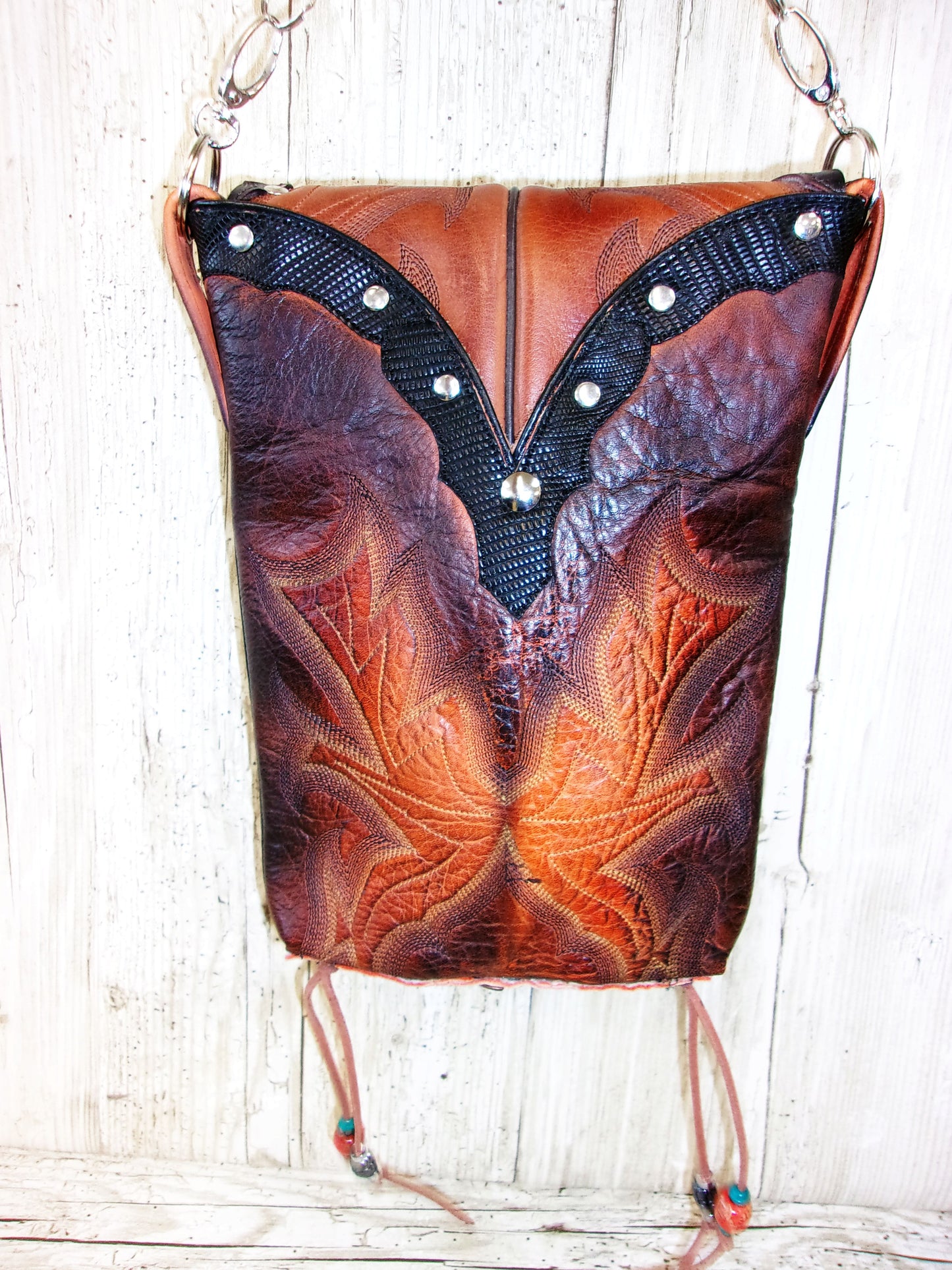 Cowboy Boot Crossbody Hipster Purse HP986 handcrafted from cowboy boots. Shop all unique leather western handbags, purses and totes at Chris Thompson Bags