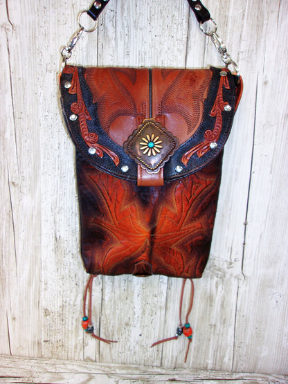 Cowboy Boot Crossbody Hipster Purse HP986 handcrafted from cowboy boots. Shop all unique leather western handbags, purses and totes at Chris Thompson Bags