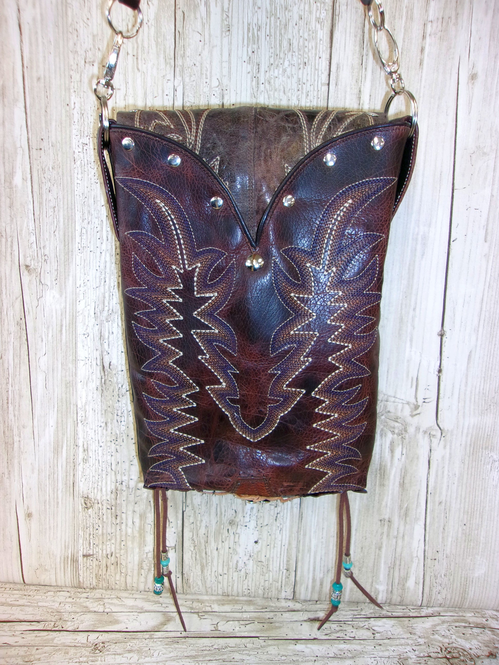 Cowboy Boot Crossbody Hipster Purse HP992 handcrafted from cowboy boots. Shop all unique leather western handbags, purses and totes at Chris Thompson Bags