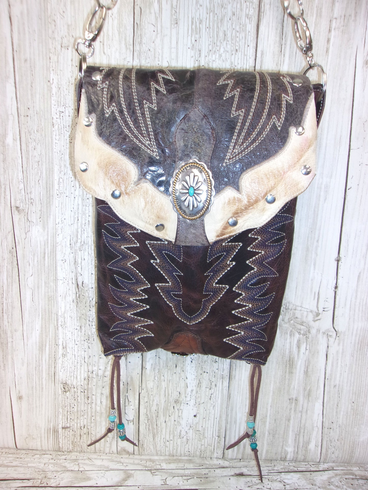 Cowboy Boot Crossbody Hipster Purse HP992 handcrafted from cowboy boots. Shop all unique leather western handbags, purses and totes at Chris Thompson Bags