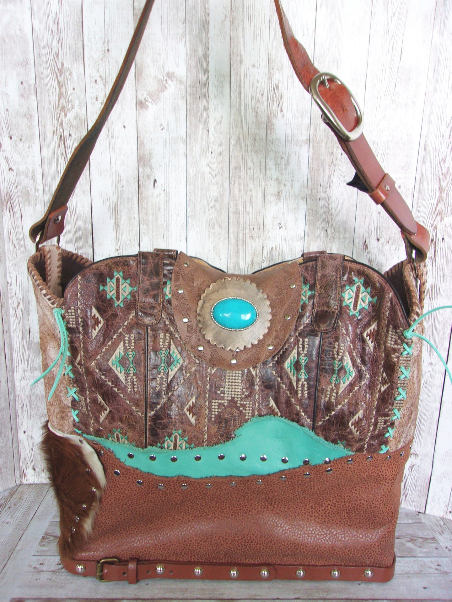 Cowboy Boot Laptop Tote LT41 handcrafted from cowboy boots. Shop Luggage & Bags at ChrisThompsonBags.com and buy the best boot purse, cowboy boot purse, cowgirl handbag, leather laptop tote, recycled cowboy boots, unique gift for her, unique gift for him, unique travel bag, western diaper bag, western laptop tote, western travel bag, XL cowboy Boot Purse, XL leather tote at Chris Thompson Bags.