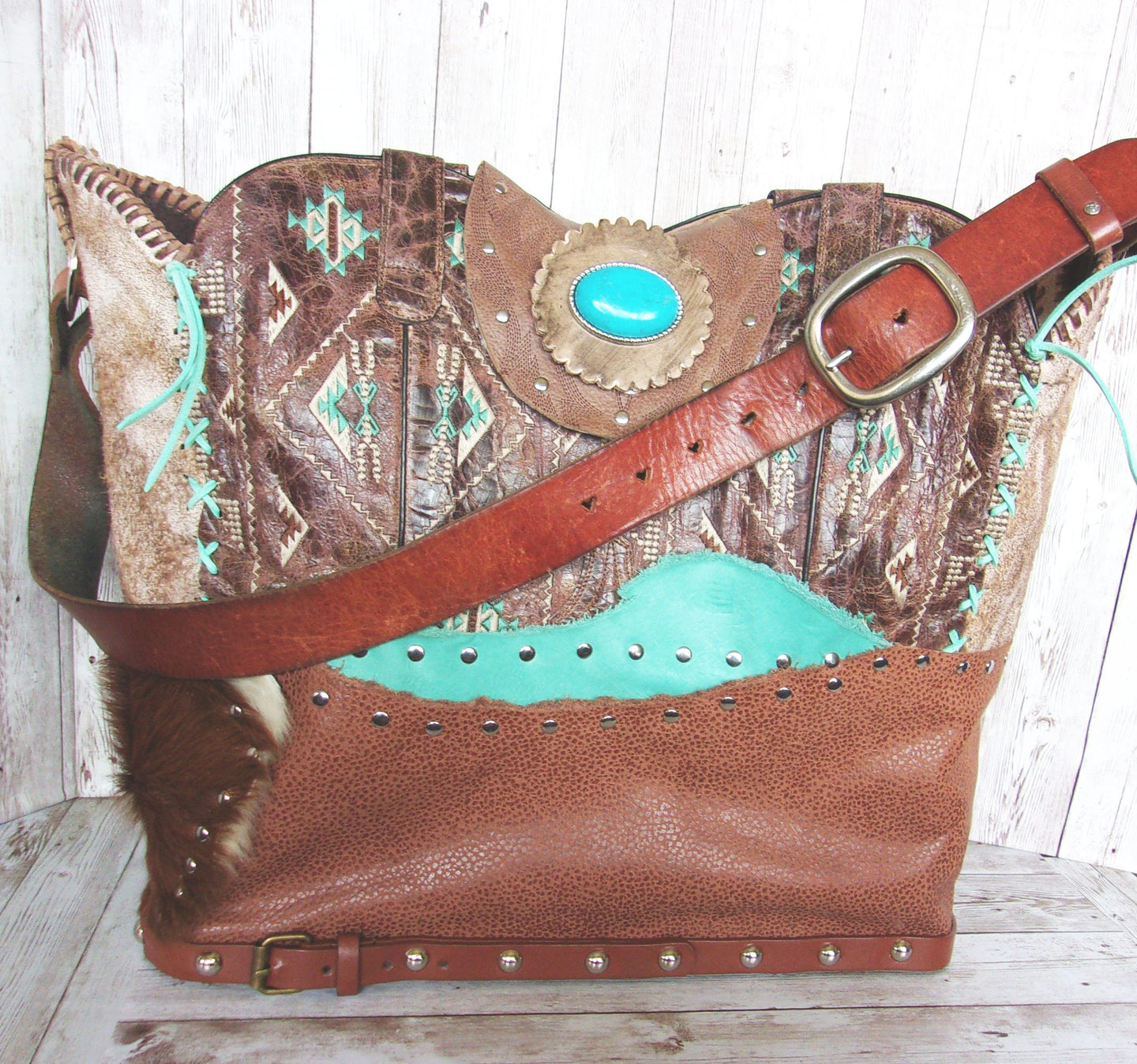 Cowboy Boot Laptop Tote LT41 handcrafted from cowboy boots. Shop Luggage & Bags at ChrisThompsonBags.com and buy the best boot purse, cowboy boot purse, cowgirl handbag, leather laptop tote, recycled cowboy boots, unique gift for her, unique gift for him, unique travel bag, western diaper bag, western laptop tote, western travel bag, XL cowboy Boot Purse, XL leather tote at Chris Thompson Bags.