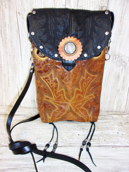 Cowboy Boot Crossbody Hipster Purse HP991 handcrafted from cowboy boots. Shop all unique leather western handbags, purses and totes at Chris Thompson Bags