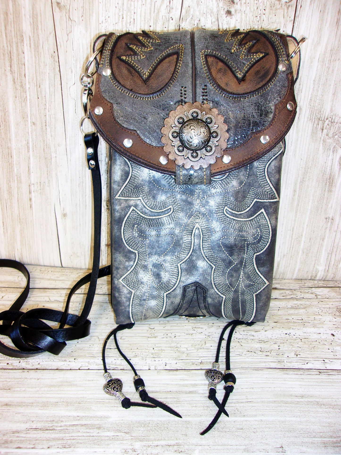 Cowboy Boot Crossbody Hipster Purse HP998 handcrafted from cowboy boots. Shop all unique leather western handbags, purses and totes at Chris Thompson Bags