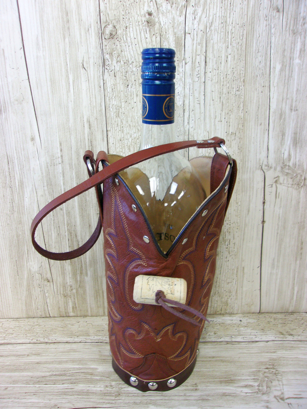 Cowboy Boot Wine Tote - Leather Wine Carrier - Wine Lovers Gift – Leather Wine Bag wt736 Chris Thompson Bags