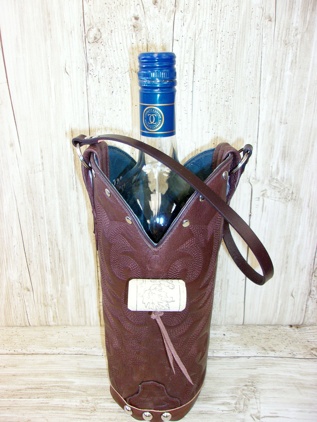 Cowboy Boot Wine Tote - Leather Wine Carrier - Wine Lovers Gift – Leather Wine Bag wt749 Chris Thompson Bags
