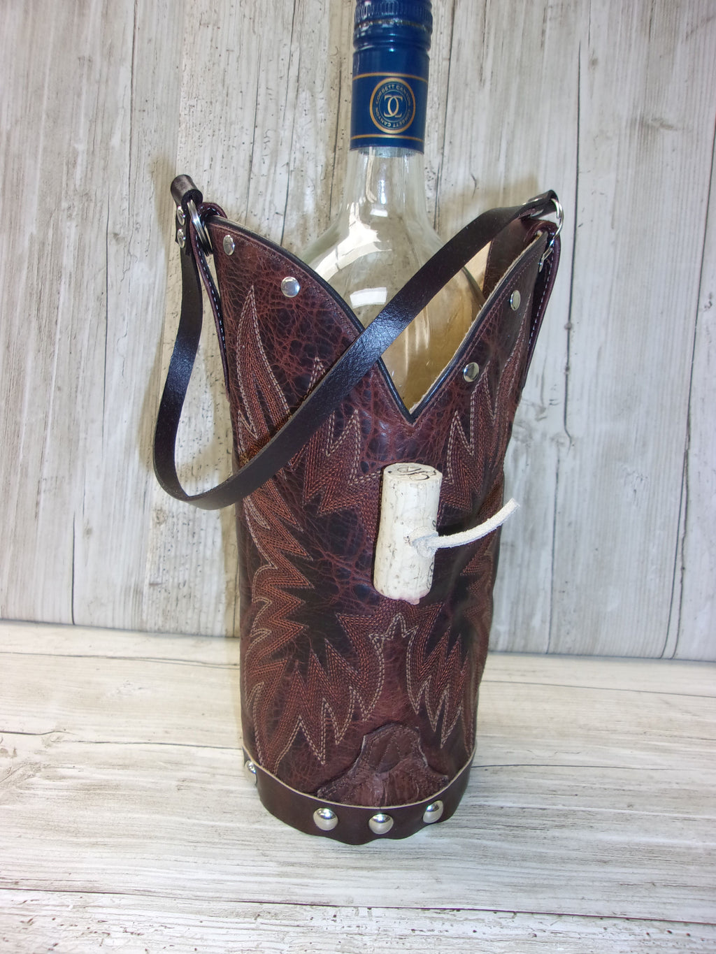 Cowboy Boot Wine Tote - Leather Wine Carrier - Wine Lovers Gift – Leather Wine Bag wt762 Chris Thompson Bags
