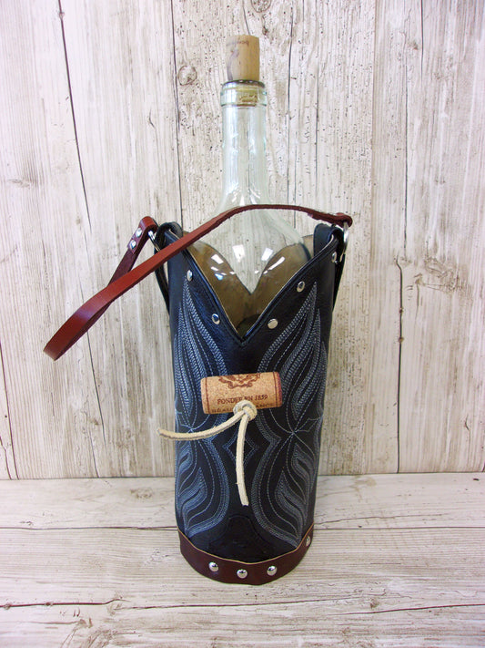 Cowboy Boot Wine Tote wt692 handcrafted from cowboy boots. Shop Wine Carrier Bags at ChrisThompsonBags.com and buy the best country bridesmaid, country centerpiece, country wedding, cowboy gift, cowgirl centerpiece, cowgirl gift, cowgirl wine bag, rodeo party bag, rustic wine carrier, unique western gift, western wine tote, wine lovers gift at Chris Thompson Bags.