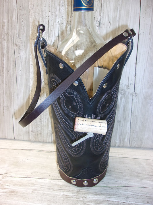 Cowboy Boot Wine Tote wt773 handcrafted from cowboy boots. Shop Wine Carrier Bags at ChrisThompsonBags.com and buy the best country bridesmaid, country centerpiece, country wedding, cowboy gift, cowgirl centerpiece, cowgirl gift, cowgirl wine bag, rodeo party bag, rustic wine carrier, unique western gift, western wine tote, wine lovers gift at Chris Thompson Bags.