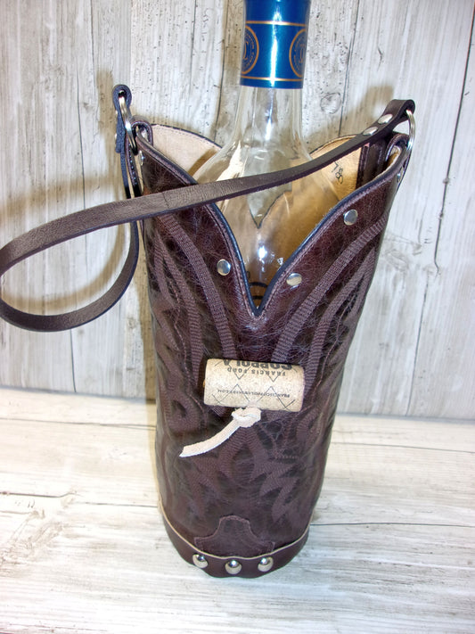 Cowboy Boot Wine Tote wt780 handcrafted from cowboy boots. Shop Wine Carrier Bags at ChrisThompsonBags.com and buy the best country bridesmaid, country centerpiece, country wedding, cowboy gift, cowgirl centerpiece, cowgirl gift, cowgirl wine bag, rodeo party bag, rustic wine carrier, unique western gift, western wine tote, wine lovers gift at Chris Thompson Bags.