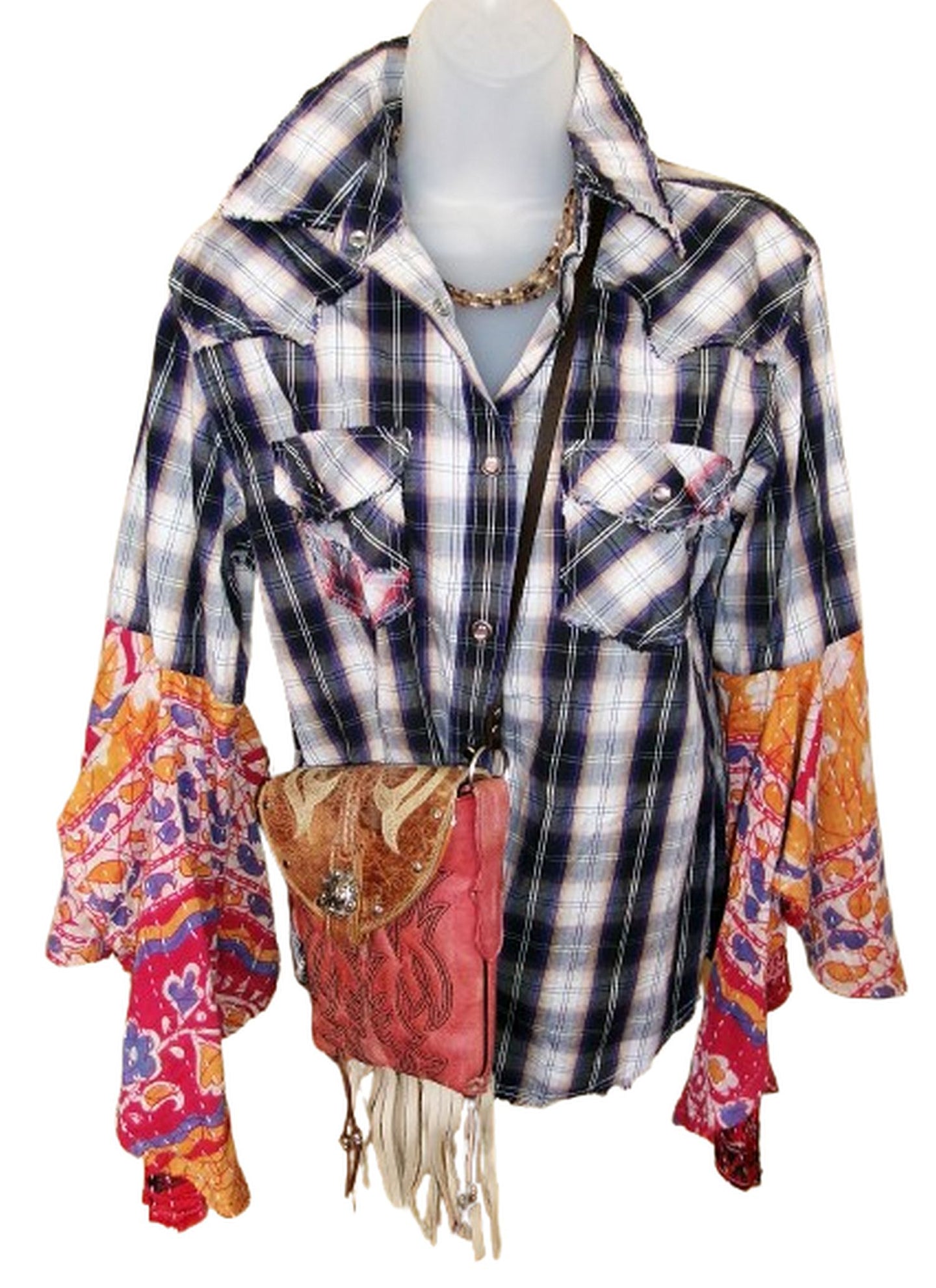 Desert Wing Blouse - Small DW06 handcrafted from cowboy boots. Shop  at ChrisThompsonBags.com and buy the best ["cat","Small"] at Chris Thompson Bags.