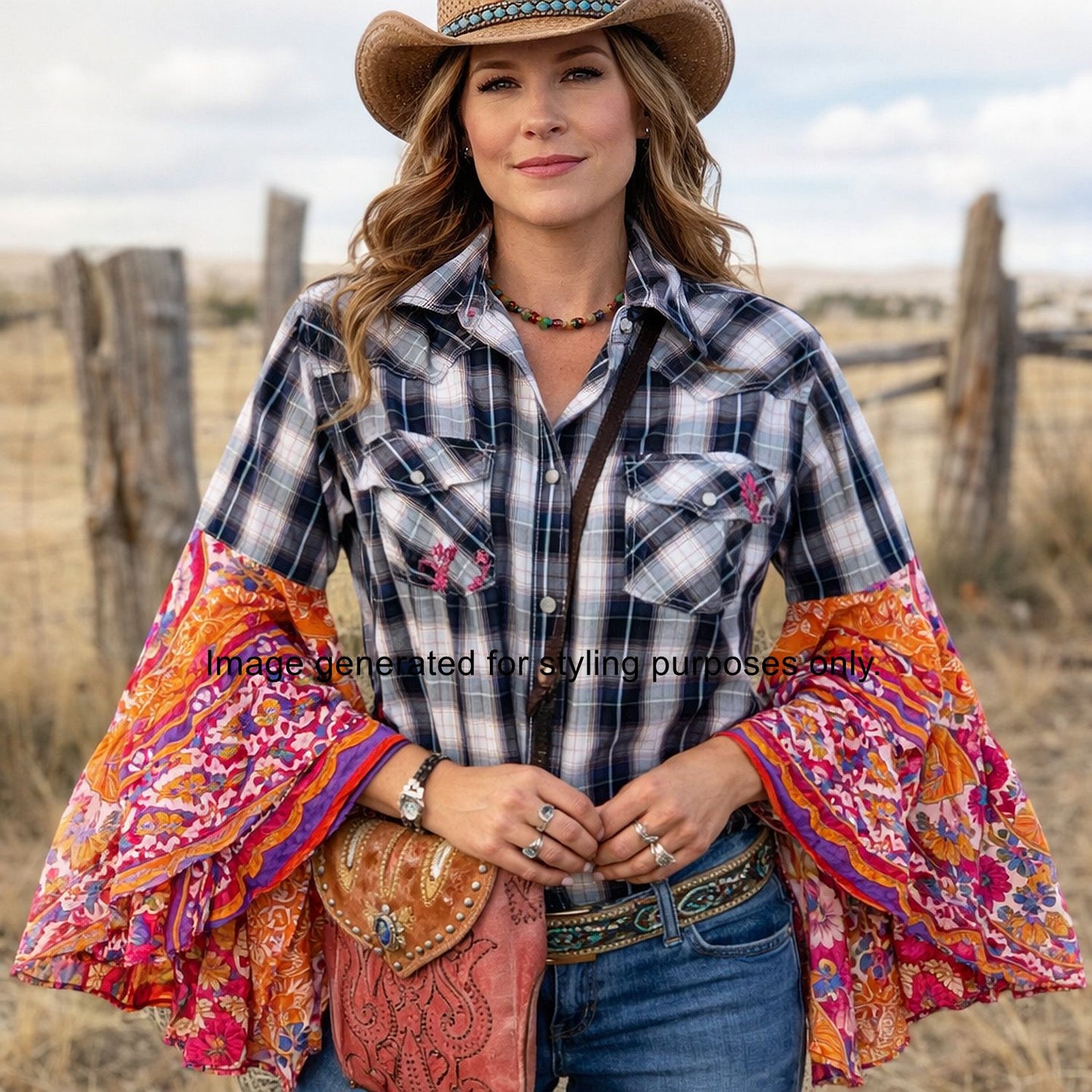Desert Wing Blouse - Small DW06 handcrafted from cowboy boots. Shop  at ChrisThompsonBags.com and buy the best ["cat","Small"] at Chris Thompson Bags.