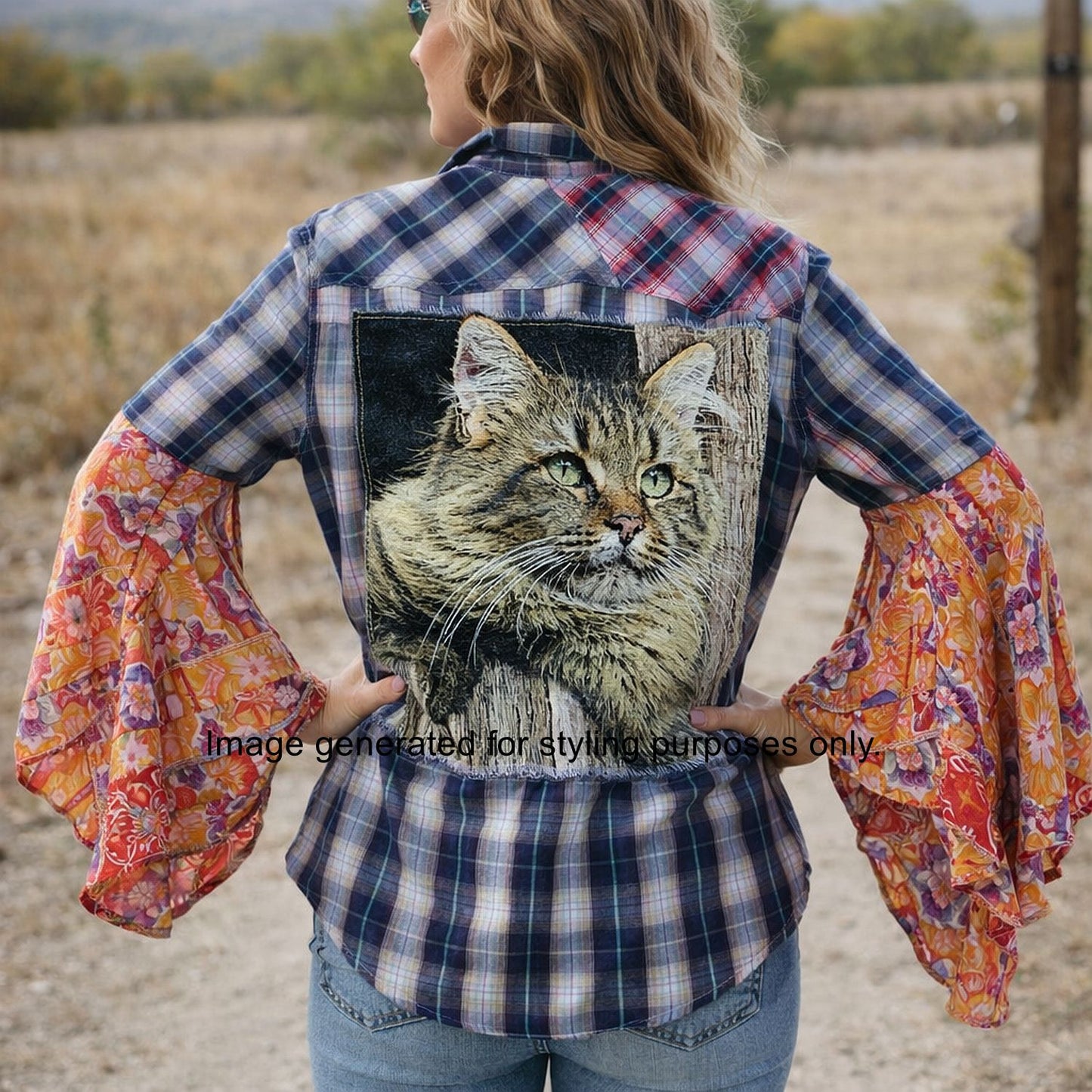 Desert Wing Blouse - Small DW06 handcrafted from cowboy boots. Shop  at ChrisThompsonBags.com and buy the best ["cat","Small"] at Chris Thompson Bags.