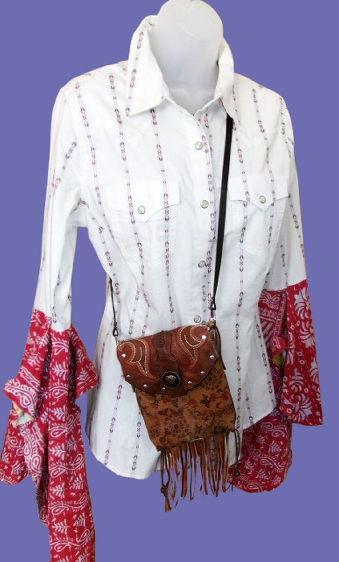 Desert Wing Blouse - Small DW07 handcrafted from cowboy boots. Shop  at ChrisThompsonBags.com and buy the best ["horses","Small"] at Chris Thompson Bags.