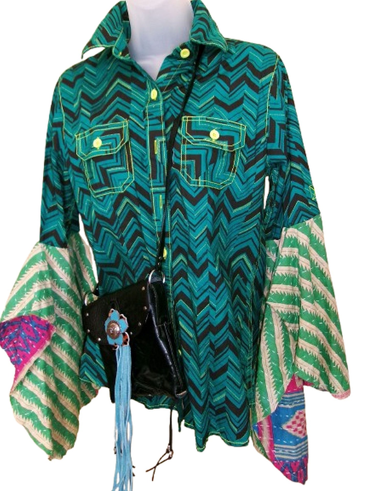 Desert Wing Blouse - Medium DW08 handcrafted from cowboy boots. Shop  at ChrisThompsonBags.com and buy the best ["feathers","Medium"] at Chris Thompson Bags.