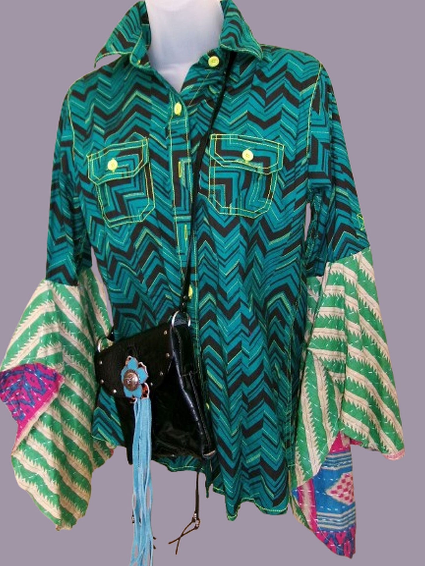 Desert Wing Blouse - Medium DW08 handcrafted from cowboy boots. Shop  at ChrisThompsonBags.com and buy the best ["feathers","Medium"] at Chris Thompson Bags.