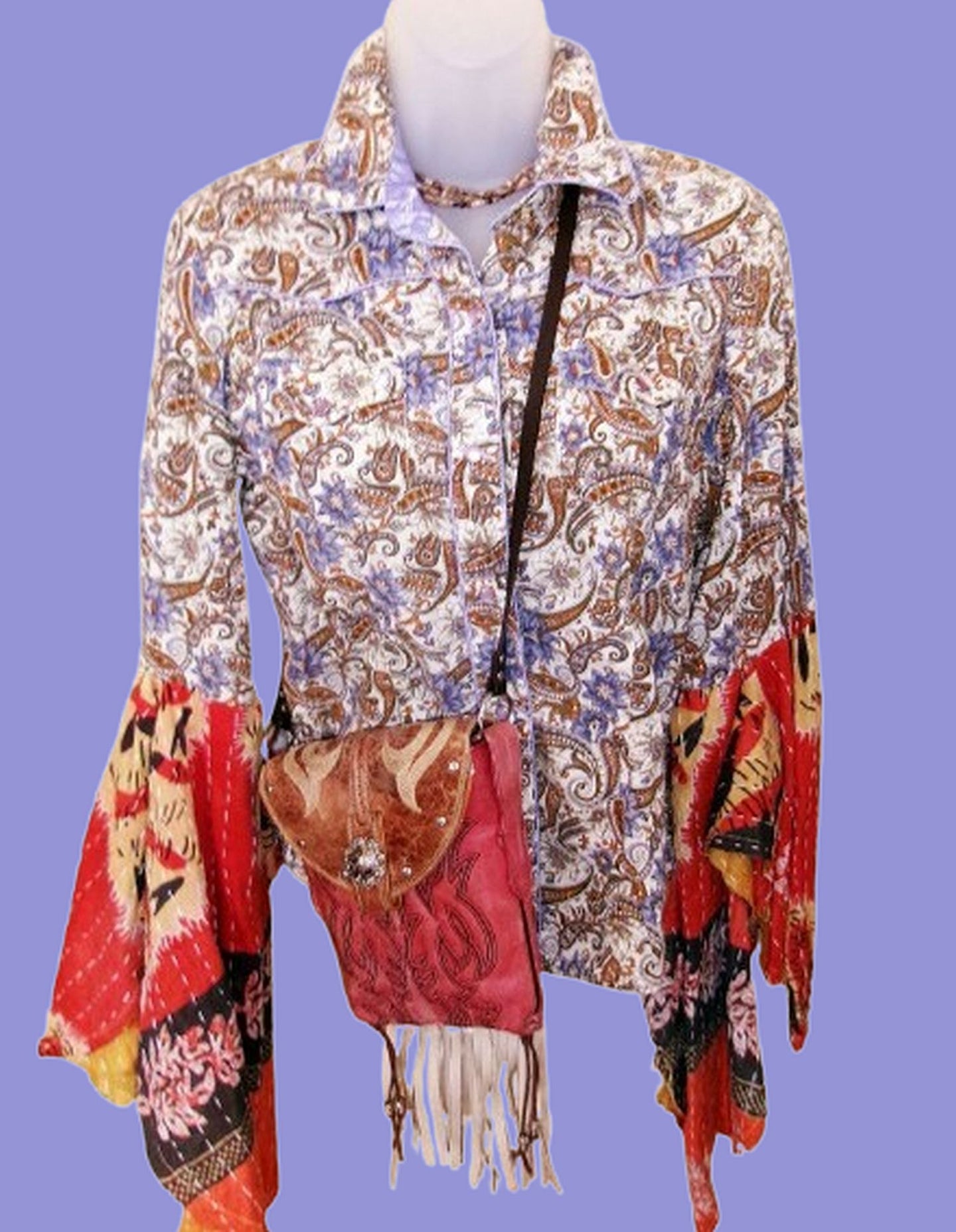 Desert Wing Blouse - Medium DW09 handcrafted from cowboy boots. Shop  at ChrisThompsonBags.com and buy the best ["cow skull","Medium"] at Chris Thompson Bags.