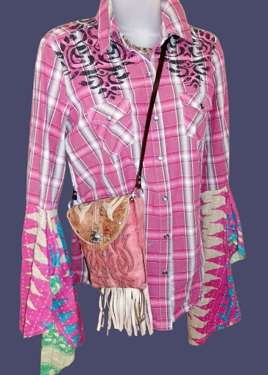Desert Wing Blouse - Medium DW11 handcrafted from cowboy boots. Shop  at ChrisThompsonBags.com and buy the best ["cow skull","Medium"] at Chris Thompson Bags.