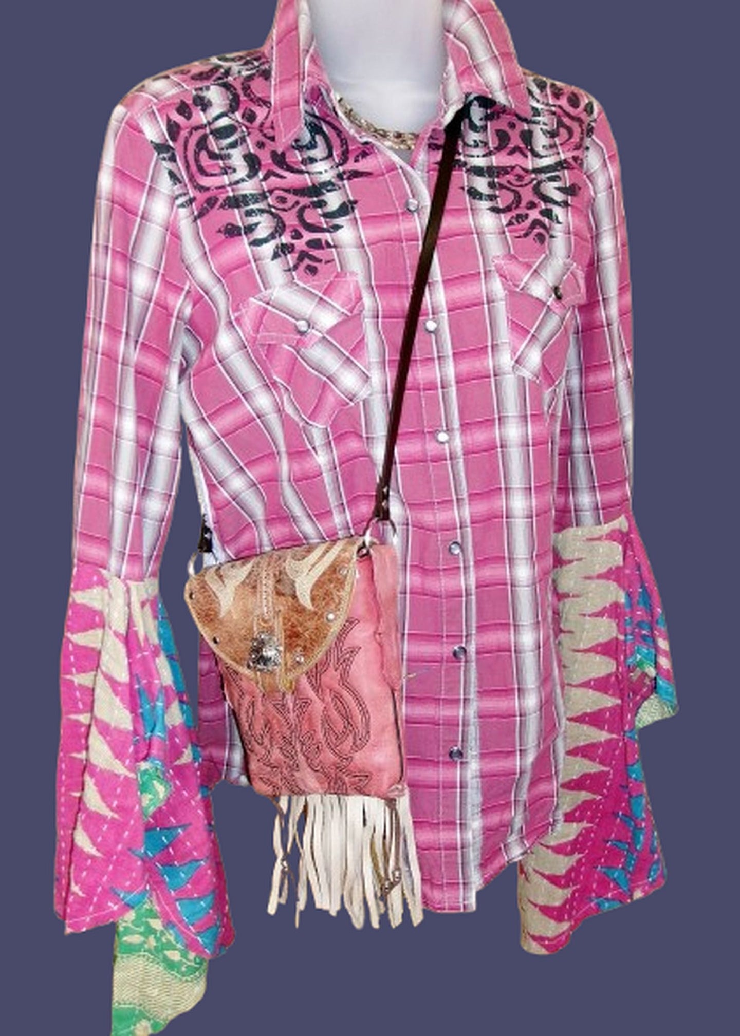 Desert Wing Blouse - Medium DW11 handcrafted from cowboy boots. Shop  at ChrisThompsonBags.com and buy the best ["cow skull","Medium"] at Chris Thompson Bags.