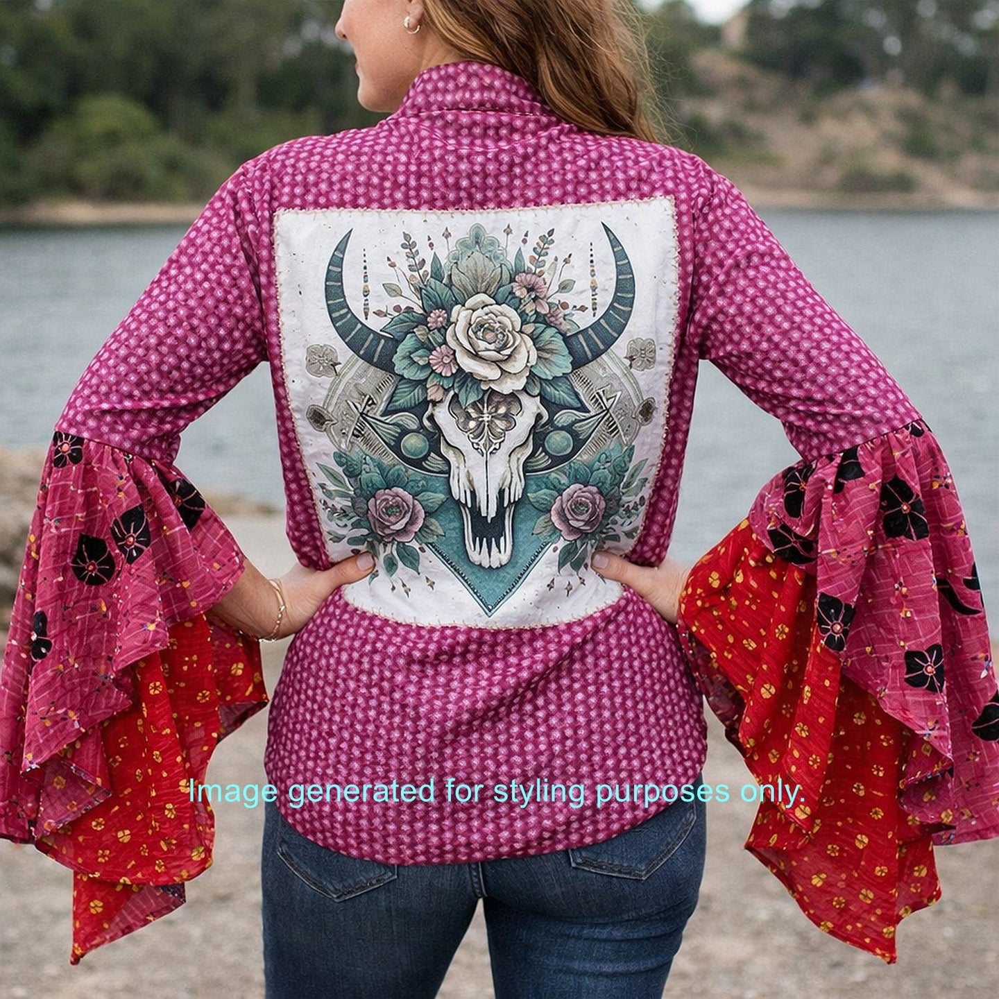 Desert Wing Blouse - Medium DW14 handcrafted from cowboy boots. Shop  at ChrisThompsonBags.com and buy the best ["cow skull","Medium"] at Chris Thompson Bags.