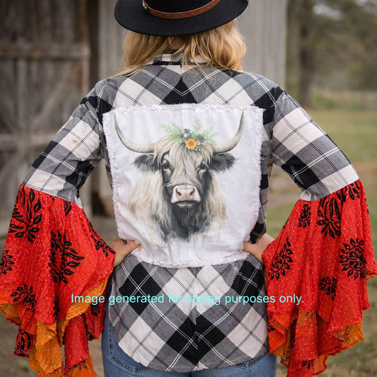 Desert Wing Blouse - Medium DW16 handcrafted from cowboy boots. Shop  at ChrisThompsonBags.com and buy the best ["cow skull","Medium"] at Chris Thompson Bags.