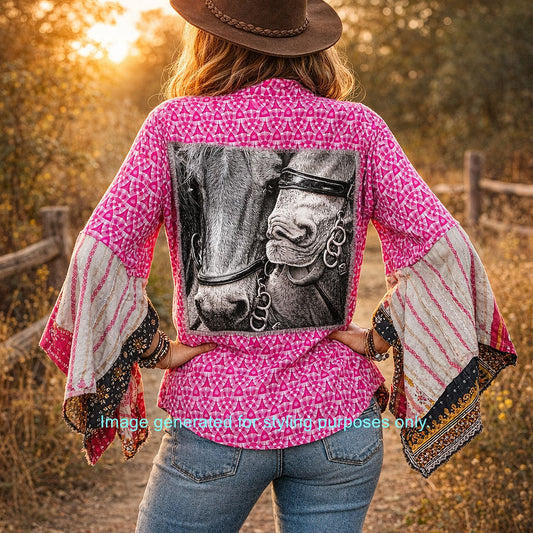 Desert Wing Blouse - Medium DW17 handcrafted from cowboy boots. Shop  at ChrisThompsonBags.com and buy the best ["horses","Medium"] at Chris Thompson Bags.