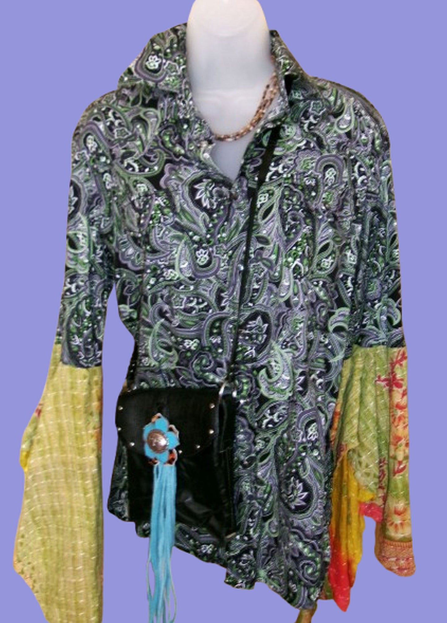 Desert Wing Blouse - Large DW18 handcrafted from cowboy boots. Shop  at ChrisThompsonBags.com and buy the best ["cactus","Large"] at Chris Thompson Bags.