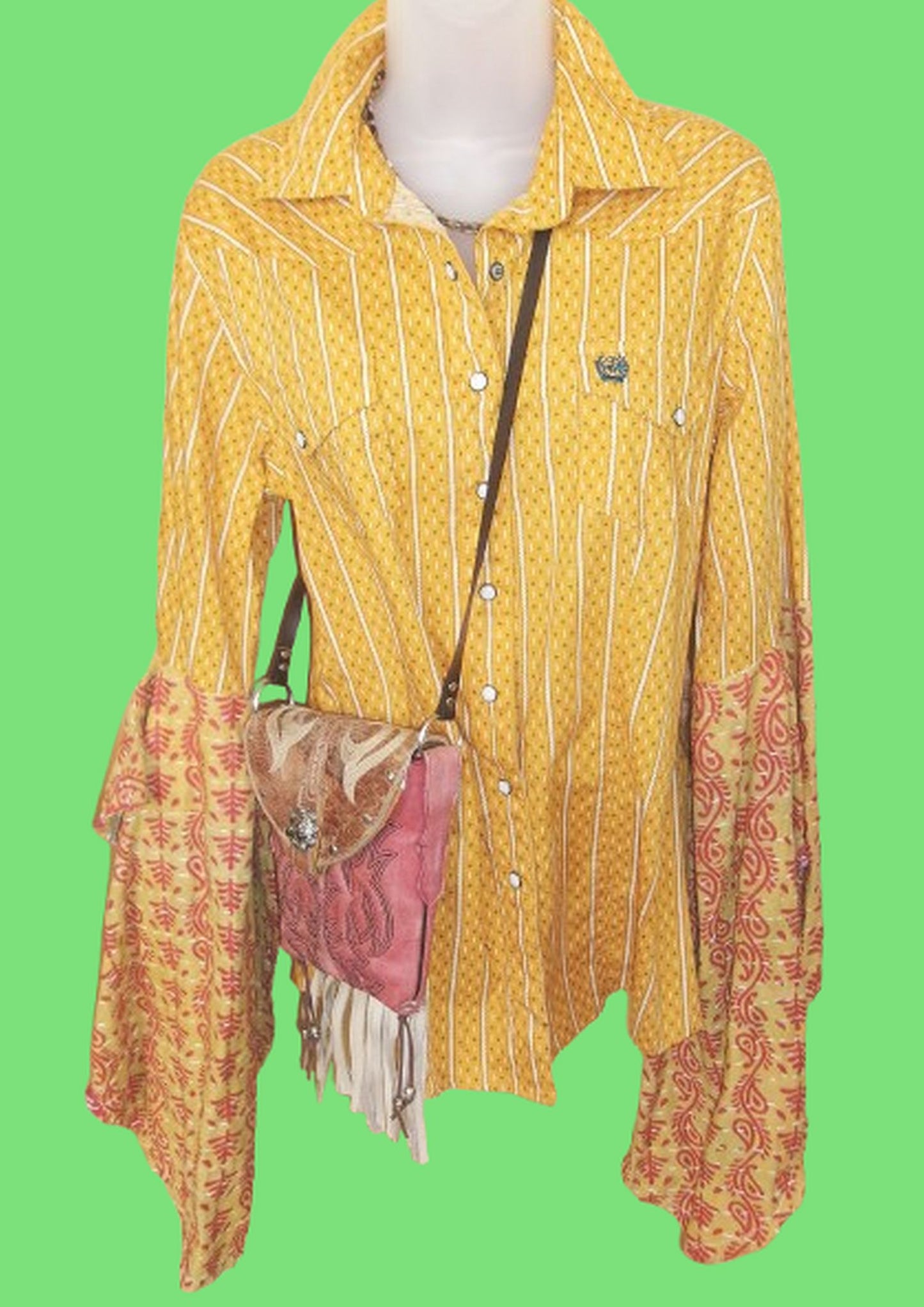 Desert Wing Blouse - Large DW19 handcrafted from cowboy boots. Shop  at ChrisThompsonBags.com and buy the best ["horses","Large"] at Chris Thompson Bags.